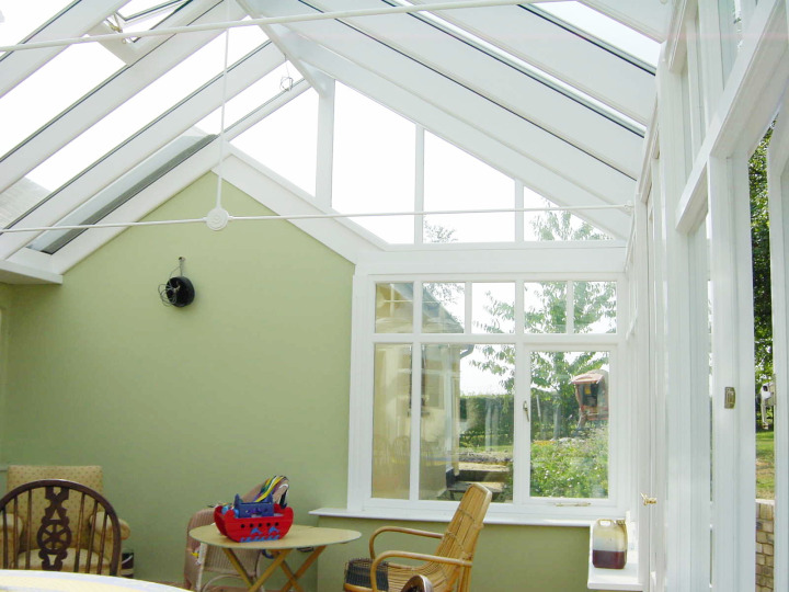 Gable conservatory with box-gutter detail