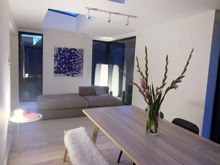 Modern kitchen extension with flat skylights