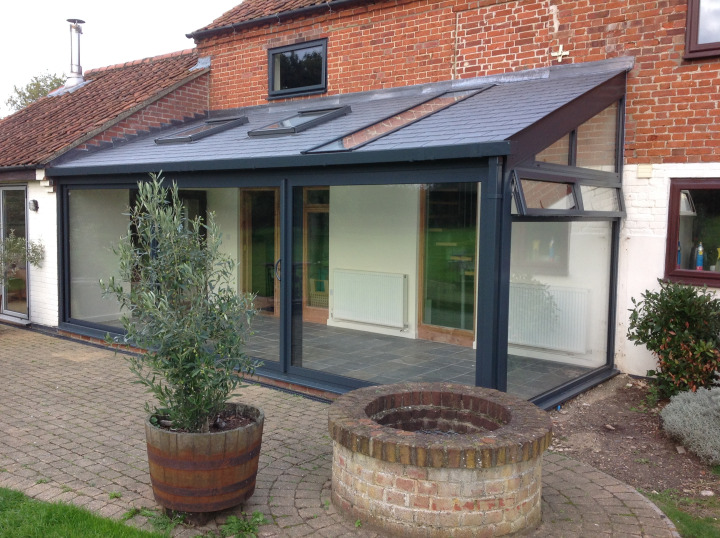 Grey aluminum slate-roofed Garden Room