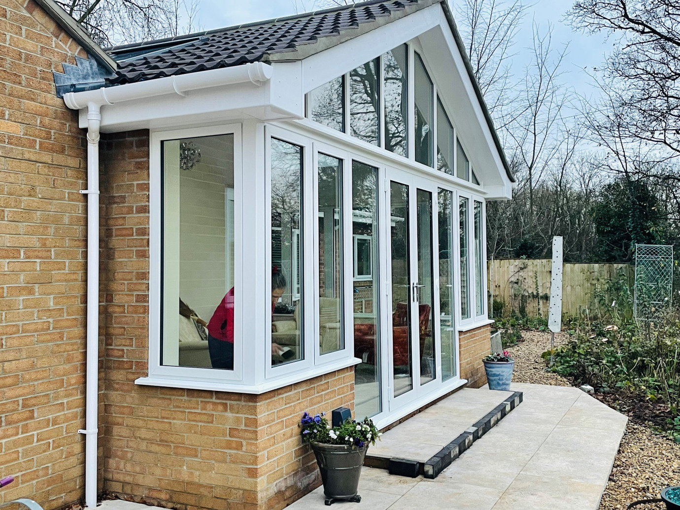 Aluminum Garden Room with valley detail into the existing roof