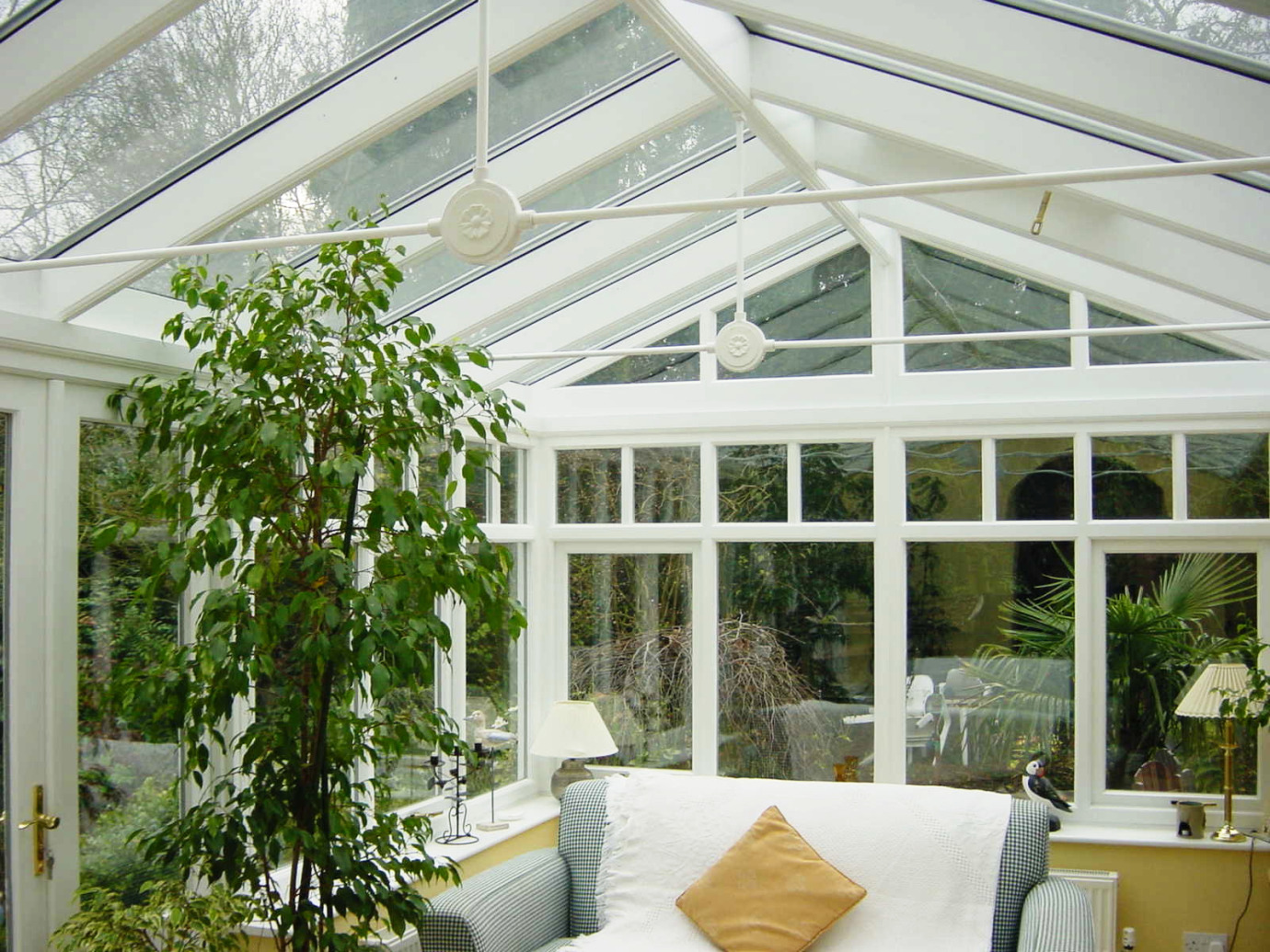 Gable conservatory with box-gutter detail