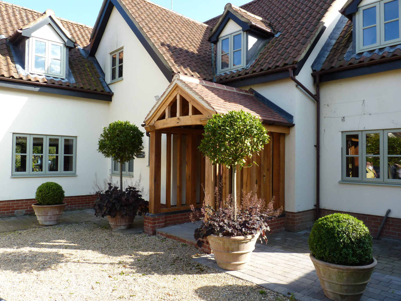 Oak framed porch to compliment a traditional Norfolk home